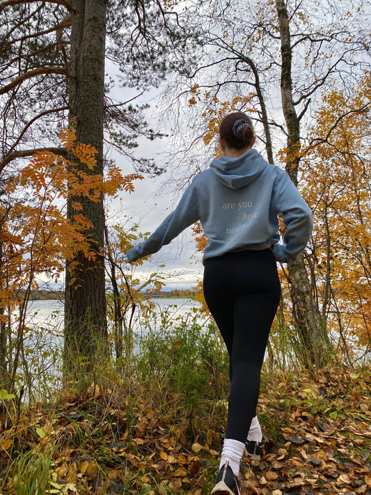 Are You Here Now - Sustainable Unisex Pullover Hoodie Sky Blue