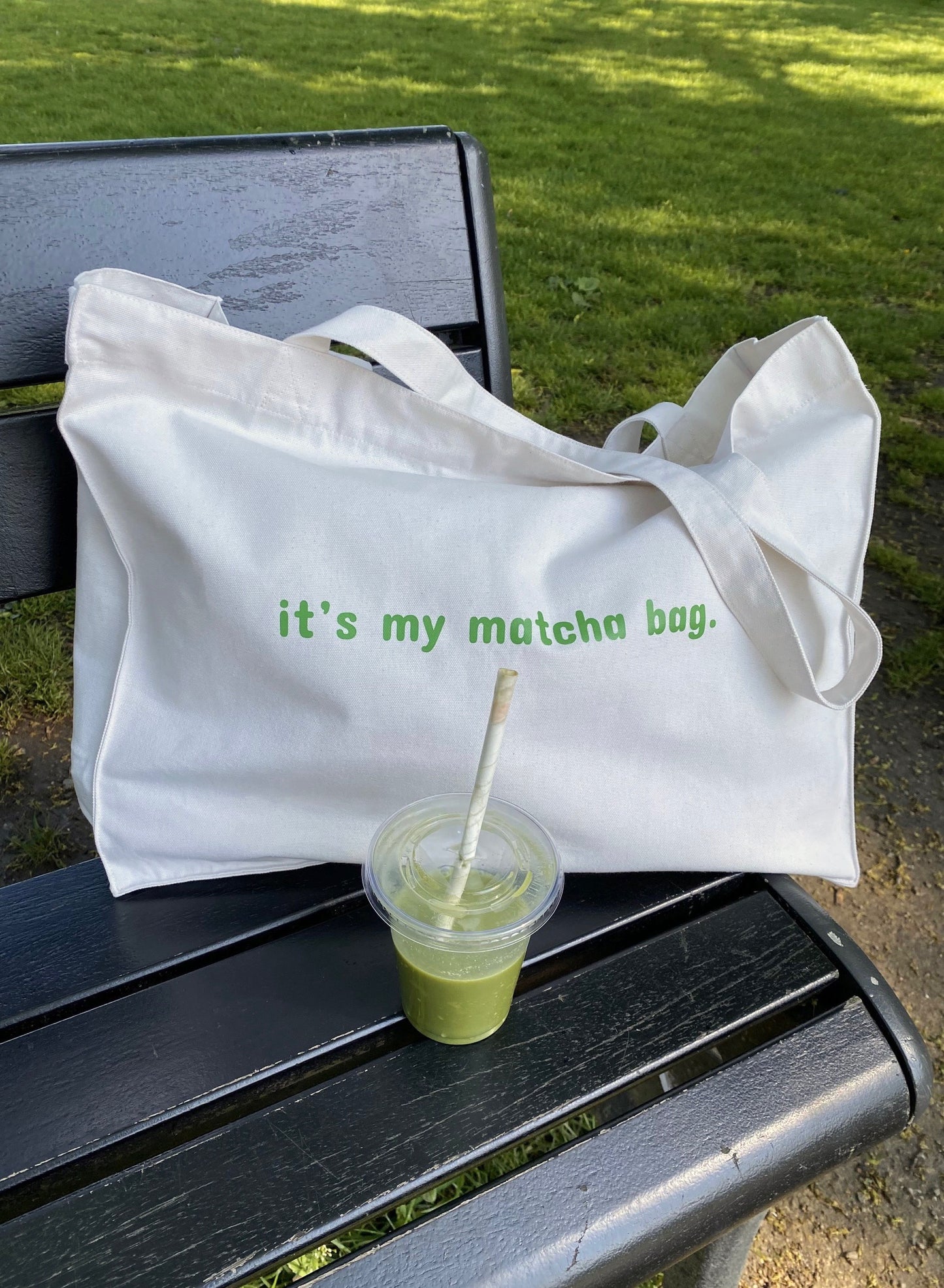 My Matcha Bag Period - Sustainable Shopping Bag Organic XL Tote Bag Ethical Oversized Tote in Natural White