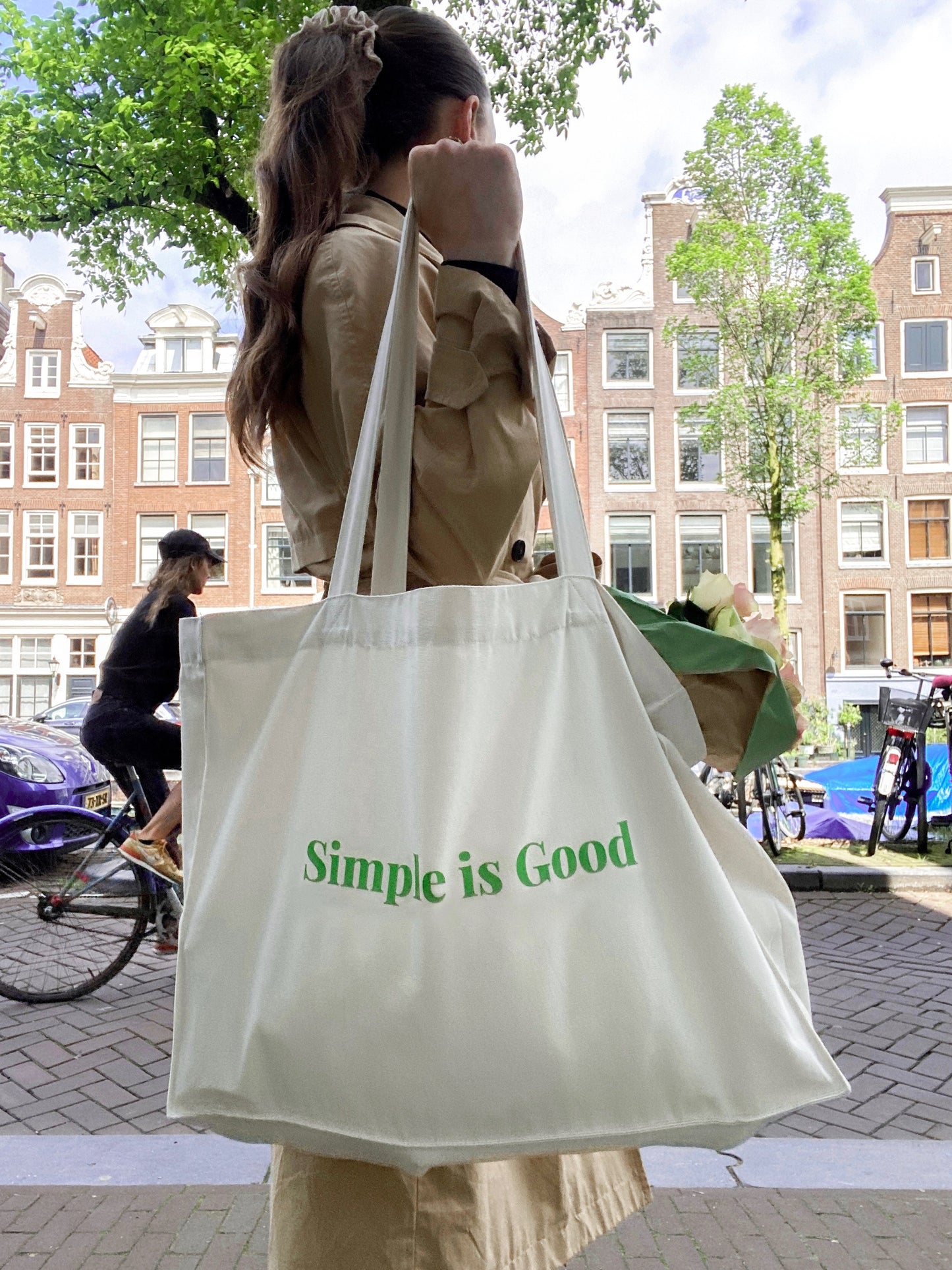 Simple is Good - Sustainable Shopping Bag Organic XL Tote Bag Ethical Oversized Tote in Natural White