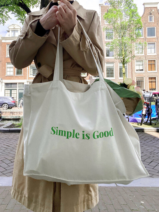 Simple is Good - Sustainable Shopping Bag Organic XL Tote Bag Ethical Oversized Tote in Natural White