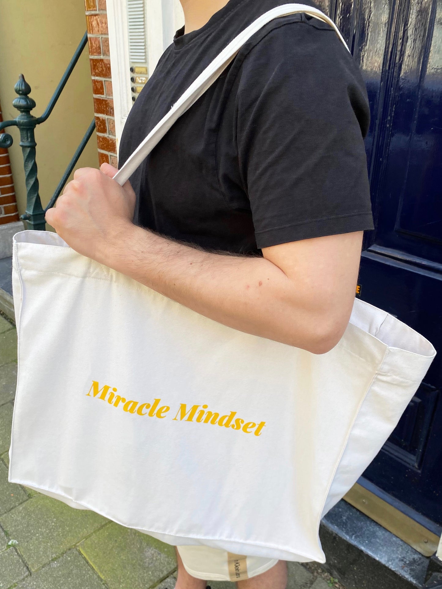 Miracle Mindset - Sustainable Shopping Bag Organic XL Tote Bag Ethical Oversized Tote in Natural White