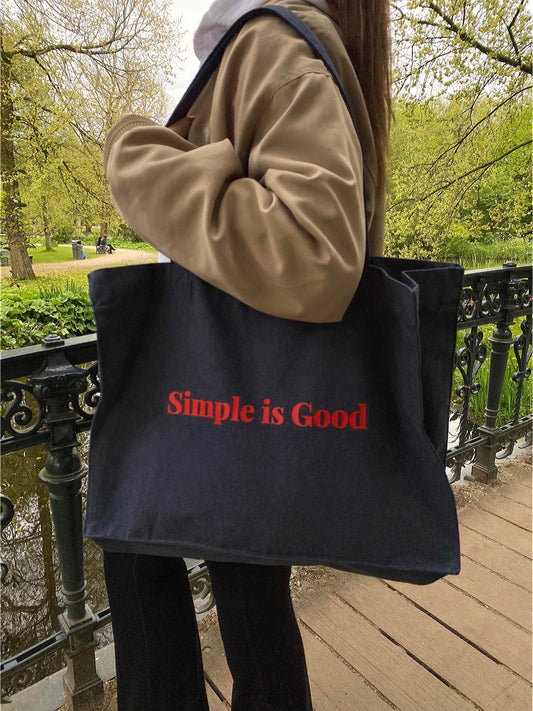 Simple is Good - Sustainable Shopping Bag Organic XL Tote Bag Ethical Oversized Tote in Midnight Blue