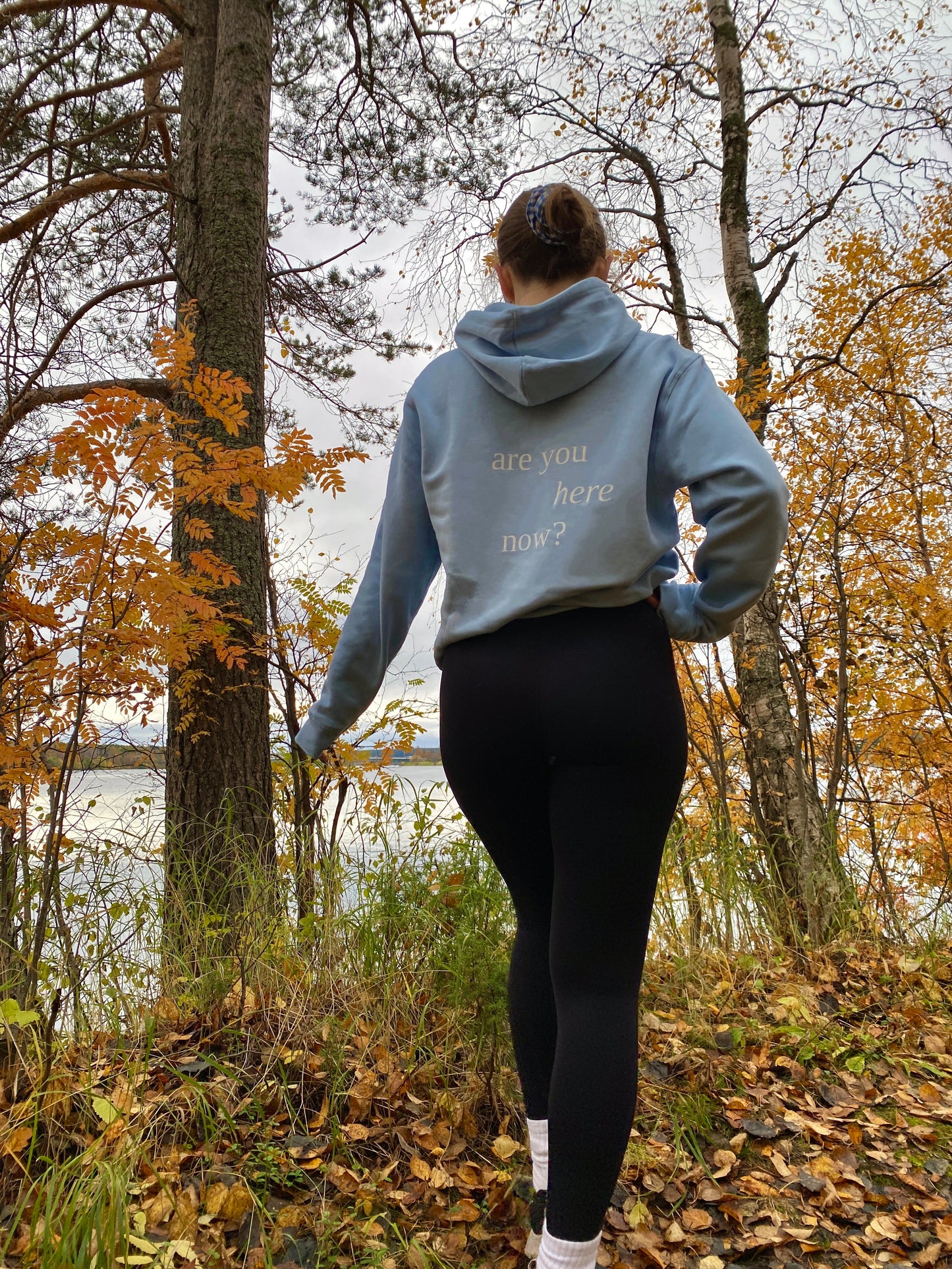 Are You Here Now - Sustainable Unisex Pullover Hoodie Sky Blue