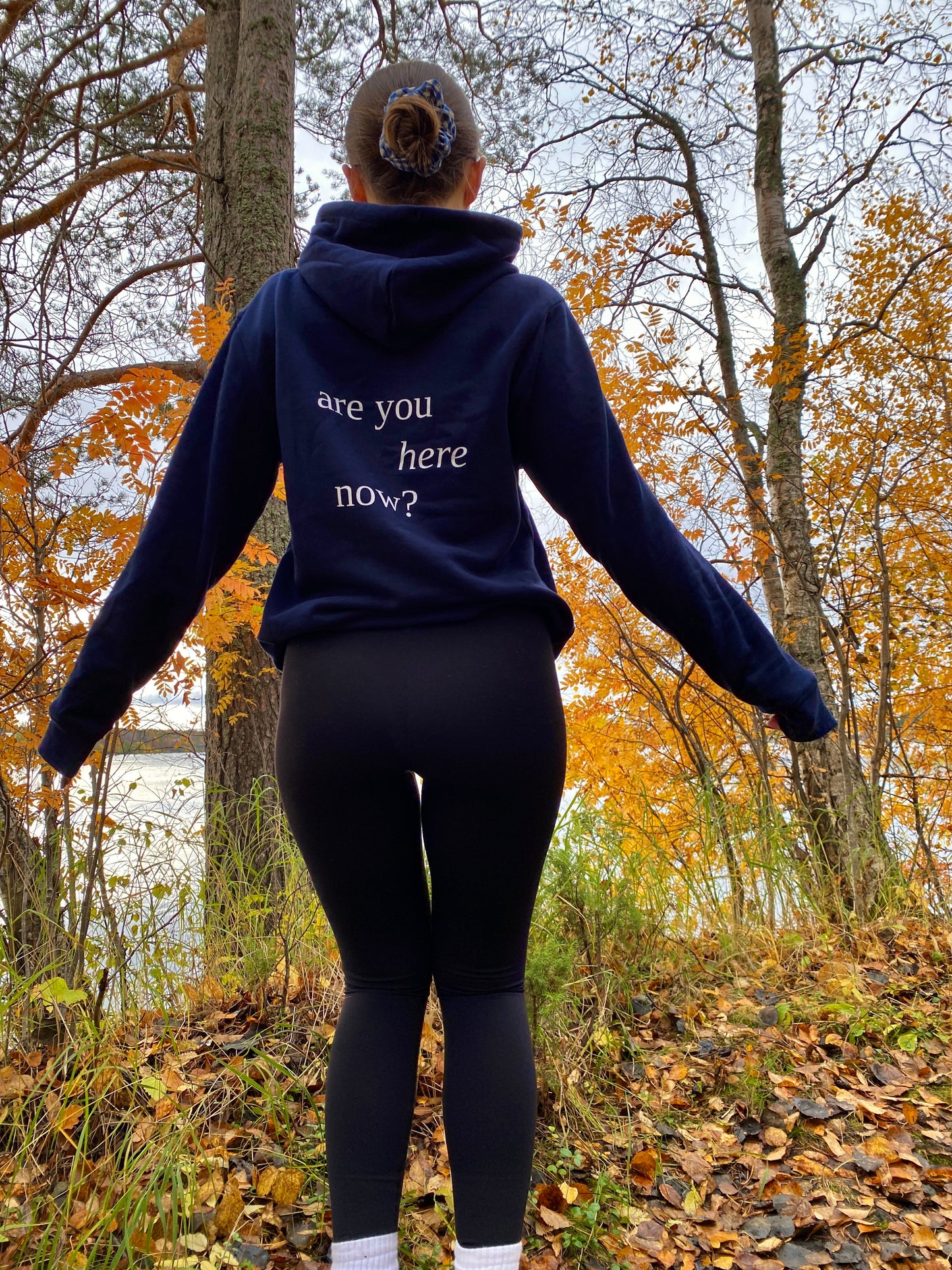 Are You Here Now - Sustainable Unisex Pullover Hoodie French Navy